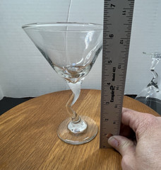 Set of 4 Z Stem 6.5″ Libbey Martini Glasses Crooked Zig Zag Clear Glass Barware