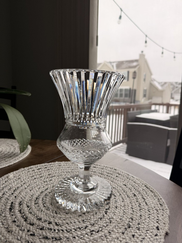 Very Rare 9.5» Royal Brierley Crystal Heavy Thistle Shaped Vase MINT
