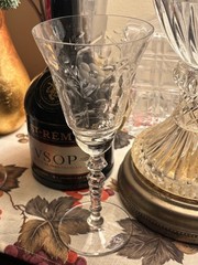 Set of 3 Vintage Hand-Cut Crystal Goblets – 8” Tall – 1940–1960 – Wheel Engraved