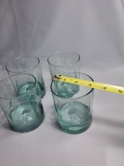 Sea Green Ombre Lowball Glasses Handblown Set Of 4 Unmarked 4″ High Rare