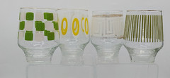 Vintage MCM Set of 4, Textured Tumblers, Rocks Glasses, Barware, RARE! 60s-70s