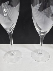 Lenox «Fan Light» Crystal 7-7/8″ Frosted Fans Wine Glass Made USA Mint Set Of 3