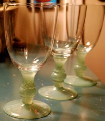 Vintage Set 3 ISABELLE GREEN Water Goblets Glasses VILLEROY & BOCH Jade 6 7/8″