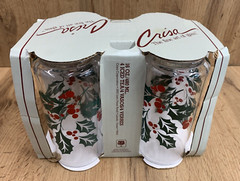 8 New Vintage Crisa Holly Berry 16oz Drinking Glasses Tumbler Christmas 7072-185