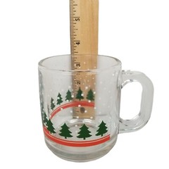 4 Vintage Libbey LRS61 Mugs Christmas Coffee Cocoa Falling Snow Trees