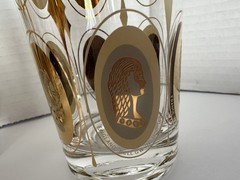 Vintage Highball Cocktail Glasses Set 8 Gold Courtesan Female Portrait Barware