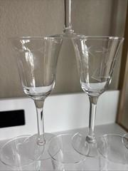 Set Of 8 Crystal Cordial Glasses with Bamboo Design EUC