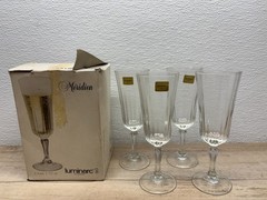 Vtg Set Of 4 Meridien Luminarc Crystal Champagne Glasses 5.5oz Made In France