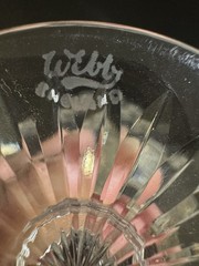 6 Signed Webb Brilliant Cut Glass Wine Goblets Glasses Vintage England G24