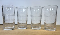 4 Juliska Isabella Clear Glass Large Beverage Tumblers 19oz 6” Tall Leaf Etched
