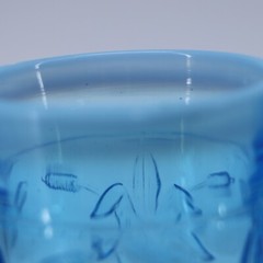 PAIR Northwood Era opalescent Aqua Water Glass/Tumblers Lotus/Water Lily