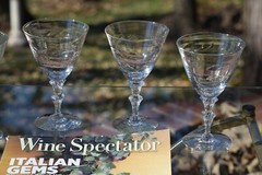 Vintage Etched Cystal Wine Glasses – Water Goblet, Set of 4, Tiffin Franciscan