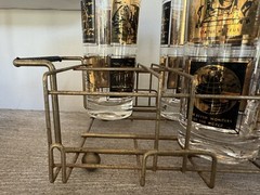 Frank Maietta Seven Wonders Of The World Mid-century modern 8 Glasses With Tray