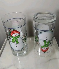 Set Of 5 Vintage Snowman Christmas Glasses – Tumbler Highball Glasses 6″ – AC2