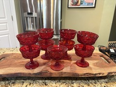 Ruby Glass Goblets & Champagne Glasses Set, Red, 8-Piece, Stemmed Drinkware