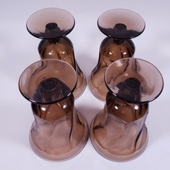 Vintage FOSTORIA Jamestown Brown Smoky Swirl Glass Footed ICED TEA GLASS SET