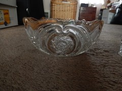 US Glass #15104 Victorian/Buzz Saw & Parenthesis Pitcher/Glasses/Bowl Set 1907