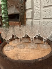 Set Of 7 VINTAGE IMPERIAL GLASS CO. «DAISY AND BUTTON» CLEAR CORDIAL GLASSES 2oz