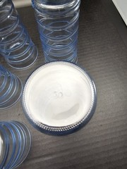Vintage Clear Blue Ribbed Design Glasses set of 12, 6 @ 6-1/8” & 6 @ 3-1/2″