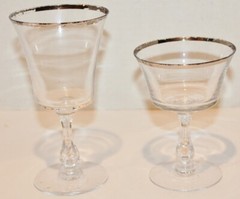 VTG Fostoria Sheffield Platinum Trim Stem Glasses-Choice Sherbet or Water Goblet