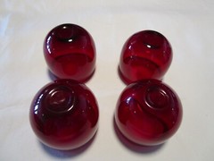 Vintage Bar Ruby Red Roly Poly Glass Double Old-Fashioned Set 4 1960’s 13 Oz.