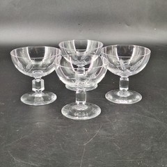 4 Vintage Wheat Etched Crystal Clear Stemmed Wine Glasses Frosted Etching
