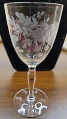6 Glastonbury Lotus Alberta Panel Etched Crystal Sherry Glass circa 1928-1935