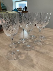 7 Crystal Wedgwood Martha Stewart Shower Wine Glasses Goblets