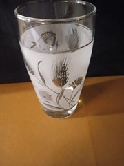 Vintage 1960s Libbey Silver Wheat And Thistle 12Oz Frosted Glasses, Set Of 6
