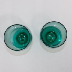 Vintage Libbey Juniper Teal Footed Glasses set of 2