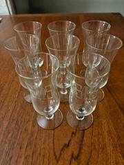 Vintage 8-Piece Parfait Stemware-Etched Monogram «SMS»-No Issues-Only $4 for 8