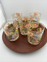 Cera «Old Fashioned» or Lowball Tumblers Wildflower Pattern 5 Pieces