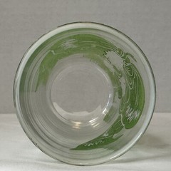 Vintage Drinking Glass, Green White Bow w/ Holly Floral Tumbler 5 3/8″ Tall