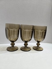 Vintage Set Of (3) LIBBEY DURATUFF GIBRALTAR In Mocha Brown Color Goblets- 16…