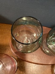 4 Vintage Mini Brandy Snifters Cordial or Cognac Glasses 3.75” Tall Green Purple