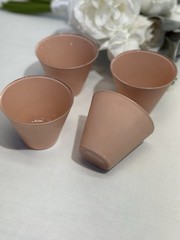 Set Of 4 Cool Vintage Pastel Pink Juice Glasses Painted Pink Exterior 2.75” Tall