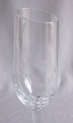 Fluted Champagne Glass Goblet Pier 1 Angled Rim Crackle Pattern 9 7/8″