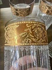 Set of 8 Vintage Culver Tylrol 22k Gold Mid Century Highball Glasses Barware