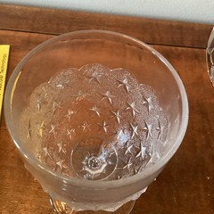 Gillinder & Sons Clear Glass 1870s “Stippled Star” Goblet EAPG 6”