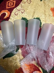 Frosted Glass Tumbler Glass Set of 4, Frosted Clear, Tapered Shape