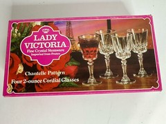 Set of 4 Lady Victoria Crystal Stemware Chantelle France White Cordial 2 Oz