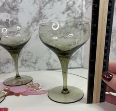 MCM Cocktail Cordial Champagne Glasses Set Of (4) Smokey Green Gray Madmen