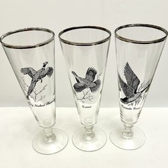 Set of 14 VTG Federal Glass Platinum Trimmed Sportman Bar Glasses Various Types