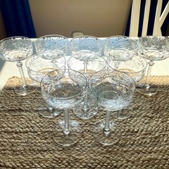 VTG Libbey Rock Sharpe Champagne Sherbert Crystal Glass Lot Of 10 Burleigh