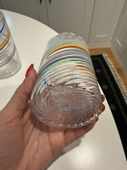 Hudson Beach Glass Hand Blown Rainbow Spiral Tumblers Set Discontinued