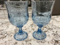 2 Anchor Hocking Savannah Blue 7 1/4″ Water Goblets EUC