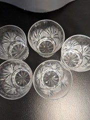 Lead Crystal Glasses Set of 5 Barware Drinkware Etched Starburst Design