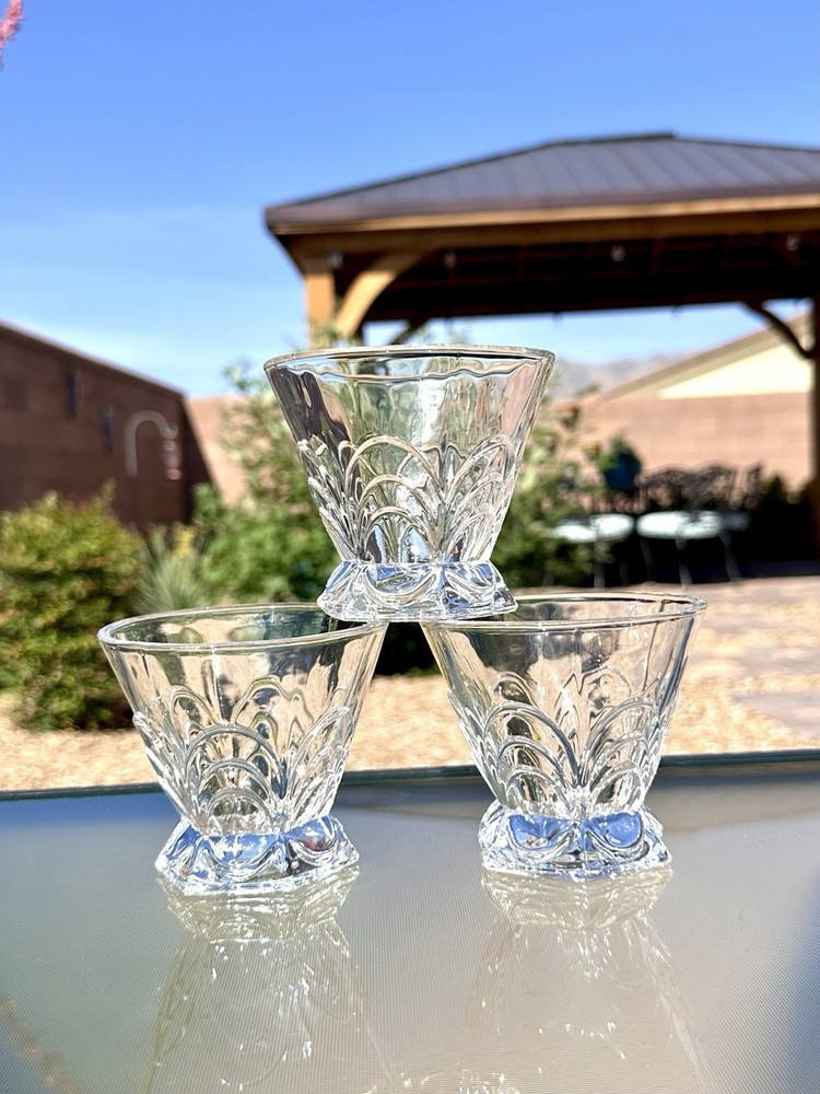 Set of 3 Crystal Julia Whiskey Glasses High Quality Hexagonal Weighted Base 6oz.
