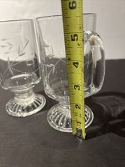 2 Princess House Heritage #504 Footed mugs Etched 8oz Irish Coffee Cafe Cup Mug.