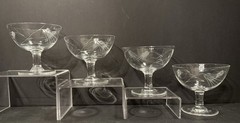 VTG SASAKI COUPE SHORT SHERBET ETCHED WHEAT PATTERN GLASS, SET OF FOUR (4)
